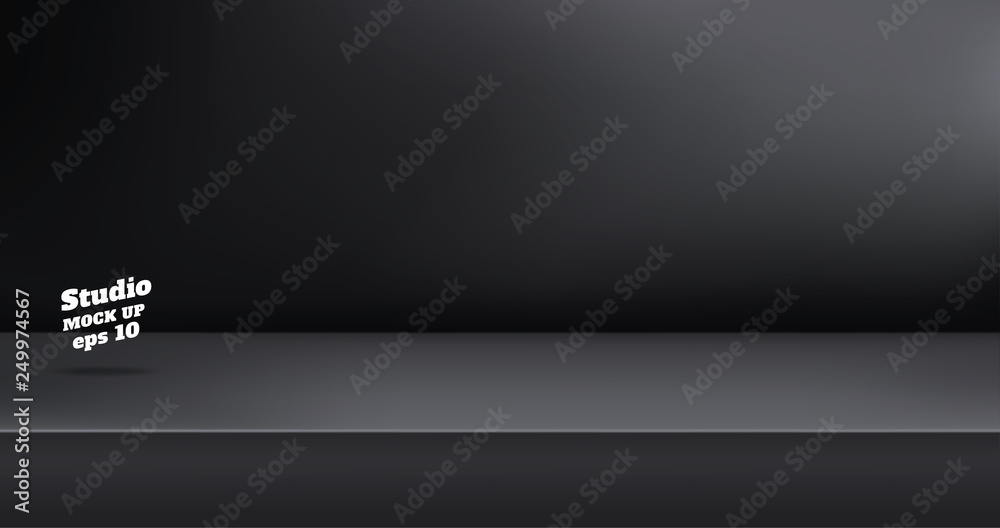 Poster Vector,Empty black color studio table room background ,product display with copy space for display of content design.Banner for advertise product on website.
