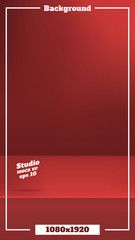 Vector Empty vivid red color studio table background in 1080 by 1920 size,product display with copy space for display of content design.Instagram Banner for advertise product on website.