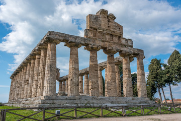 Fototapeta premium Ancient Greek Temple in the Ruins of a Village in Southern Italy