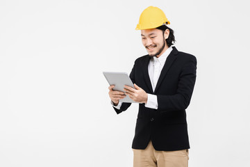 Portrait of engineer are using notebook..