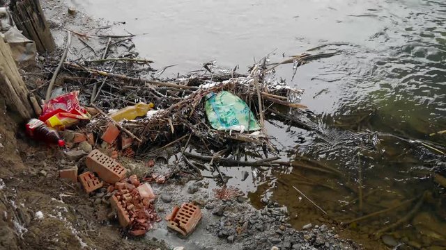  Human trash in Olt river in Romania.