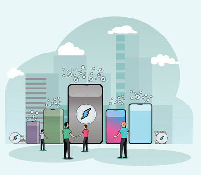 Electroneum Cryptocurrency Coin Global phones Trading Background