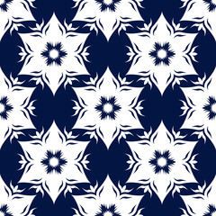 Floral seamless pattern. White flowers on dark blue background