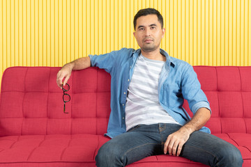 Young man with denim shirt