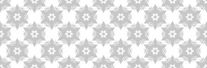 Floral seamless pattern. Gray design on white background