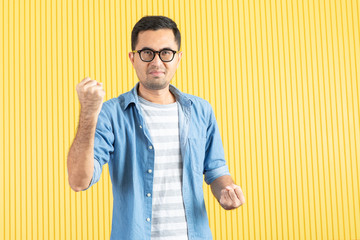 young man with denim shirt