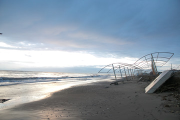Fototapeta na wymiar tourist beach after a storm in the off season