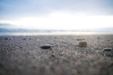 tourist beach after a storm in the off season