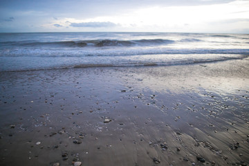 tourist beach after a storm in the off season