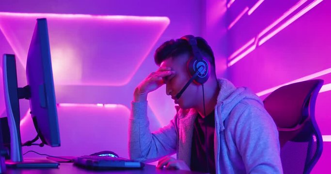 Young Asian cyber sport gamer