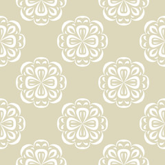 Fototapeta na wymiar Floral print. White pattern on olive green seamless background