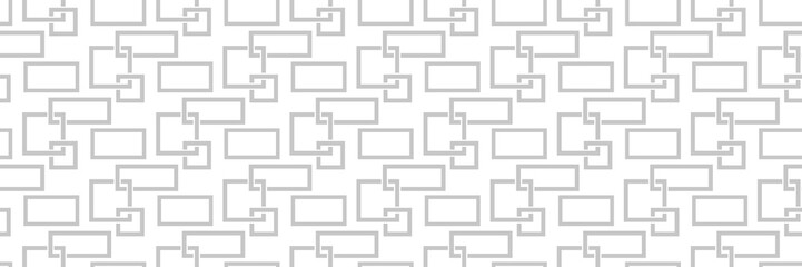 Geometric print. Gray square pattern on long white seamless background - 249978772