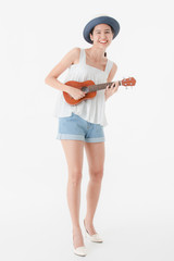 Young lady in casual summer outfits