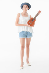 Young lady in casual summer outfits