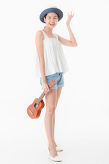 Young lady in casual summer outfits