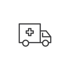 Ambulance truck line icon. linear style sign for mobile concept and web design. ambulance car outline vector icon. Symbol, logo illustration. Pixel perfect vector graphics