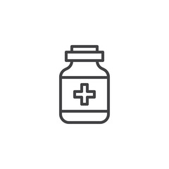 Medicine bottle line icon. linear style sign for mobile concept and web design. Medical jar outline vector icon. Symbol, logo illustration. Pixel perfect vector graphics
