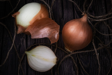 Onions on a dark background