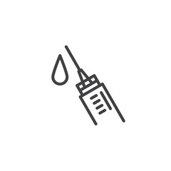 Medical syringe line icon. linear style sign for mobile concept and web design. Injection pen outline vector icon. Vaccination symbol, logo illustration. Pixel perfect vector graphics