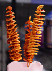  View of Indian street food spiral potato chips