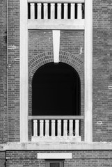 Detail of a classic facade with window, balcony and balustrade