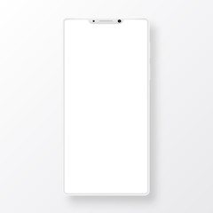 Clean smartphone with blank screen isolated on white background.