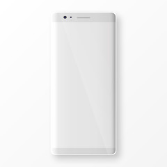 Clean smartphone with blank screen isolated on white background.