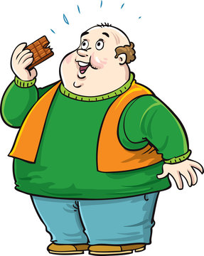 a fat man eating chocolate Stock Vector | Adobe Stock