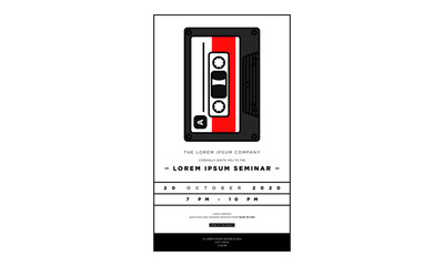 Music Event Cassette Invitation Design with Where and When Details
