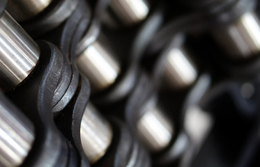 Closeup of chains mechanism Industrial background