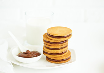 shortbread biscuits with chocolate filling.