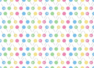Candy lollipop round spiral delicious flat design cartoon vector illustration - set of sweet colorfull candys pattern wallpaper background