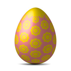 Single Vector Easter Egg with Abstract Colorful Pattern - Beautiful Close Up Design with Smooth Shadow on the Ground