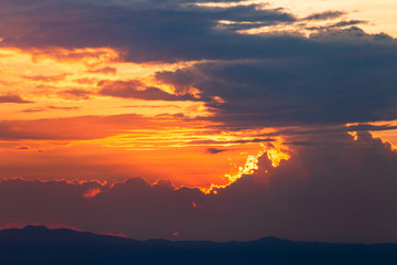 .colorful dramatic sky with cloud at sunset