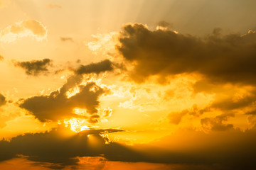 colorful dramatic sky with cloud at sunset.