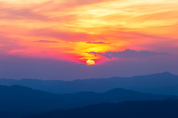 .colorful dramatic sky with cloud at sunset