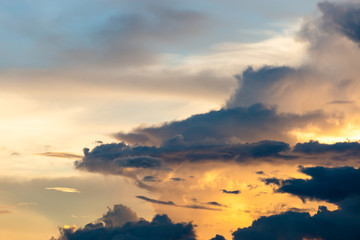 colorful dramatic sky with cloud at sunset.