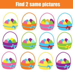 Fototapeta premium Children educational game. Find two same pictures. Easter theme