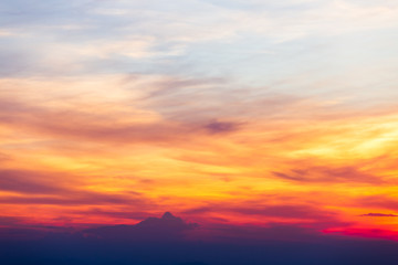 colorful dramatic sky with cloud at sunset