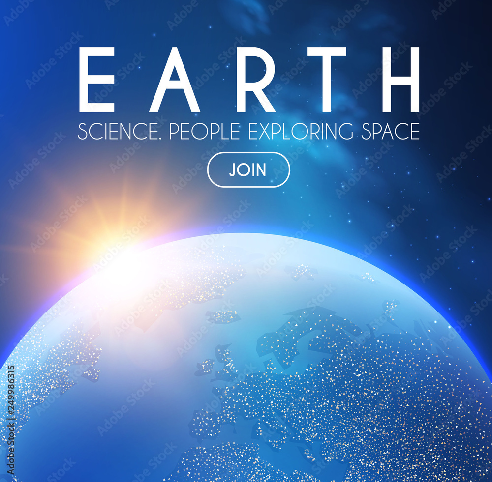 Canvas Prints eath planet in space with lights. realistic universe. cosmos background.