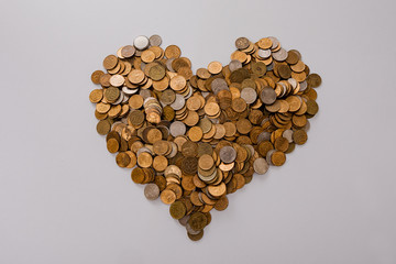 Russian coins on white background.