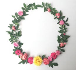 frame with red roses