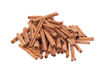 Cinnamon sticks isolated on white background. 