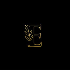Golden Leaf E Letter Logo