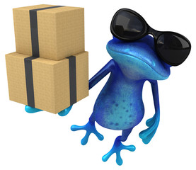 Fun blue frog - 3D Illustration