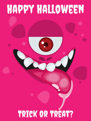 Halloween background with cartoon expression monster.