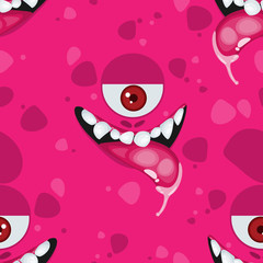 Halloween seamless pattern with cartoon expression monster.