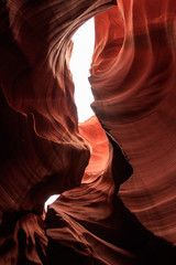 Antelope Canyon on Navajo land east of Page, Arizona. It is a slot canyon in the American Southwest. Lower Antelope has narrow slots and carved shoots.