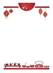 Restaurant cafe menu, template design in cartoon style. Asian cuisine