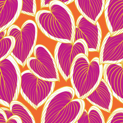 pink leaf jungle seamless vector pattern